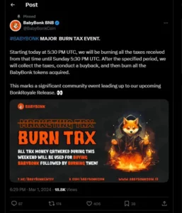 BabyBonk announce burn